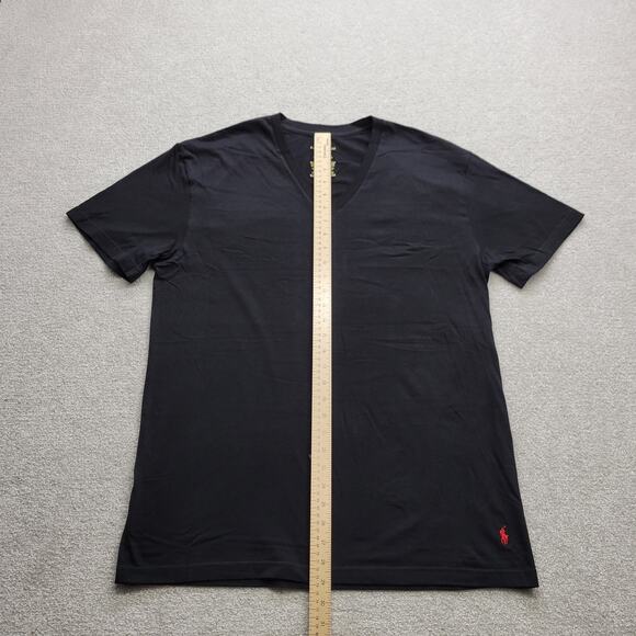 Polo by Ralph Lauren Solid Black Men's V Neck T Shirt Size Large - Picture 3 of 6